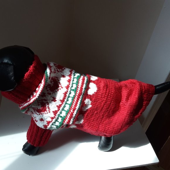 Christmas dog sweater red. For small dogs. - Picture 4 of 7